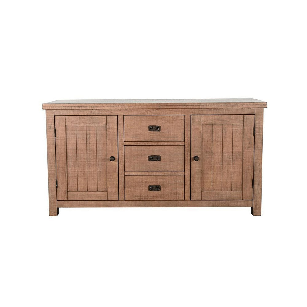 Camie Buffet Server | 3 Drawers | 2 Cabinets | Wine Racks | Brown Mahogany BM339836