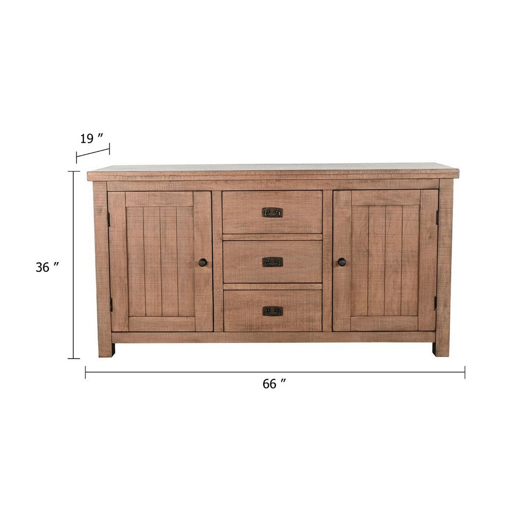 Camie Buffet Server | 3 Drawers | 2 Cabinets | Wine Racks | Brown Mahogany BM339836