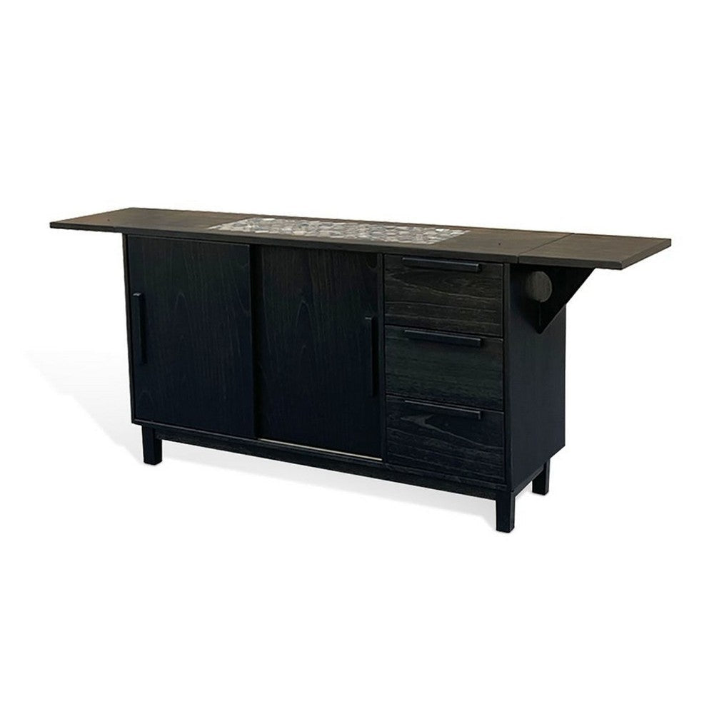 Anise Buffet Server Console w Side Cabinet & Drawers | Black Mahogany BM339839