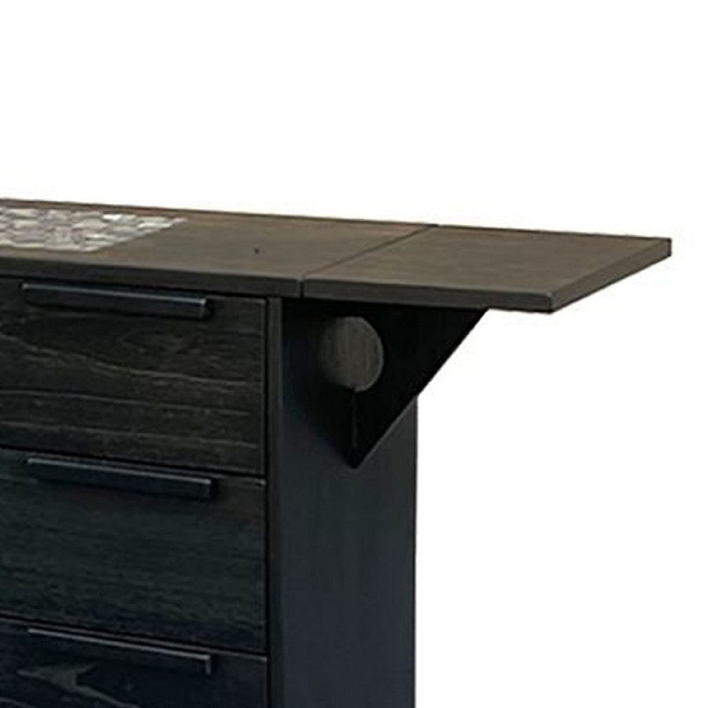 Anise Buffet Server Console w Side Cabinet & Drawers | Black Mahogany BM339839