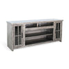 Leyla TV Stand Media Cabinet | 2 Glass Doors & Shelves | Gray Wood 76"