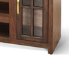 Leyla TV Stand Media Cabinet | 2 Glass Doors| Brown Solid Wood 76’’ BM339842