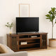 Leyla TV Stand Media Cabinet | 2 Glass Doors| Brown Solid Wood 76"