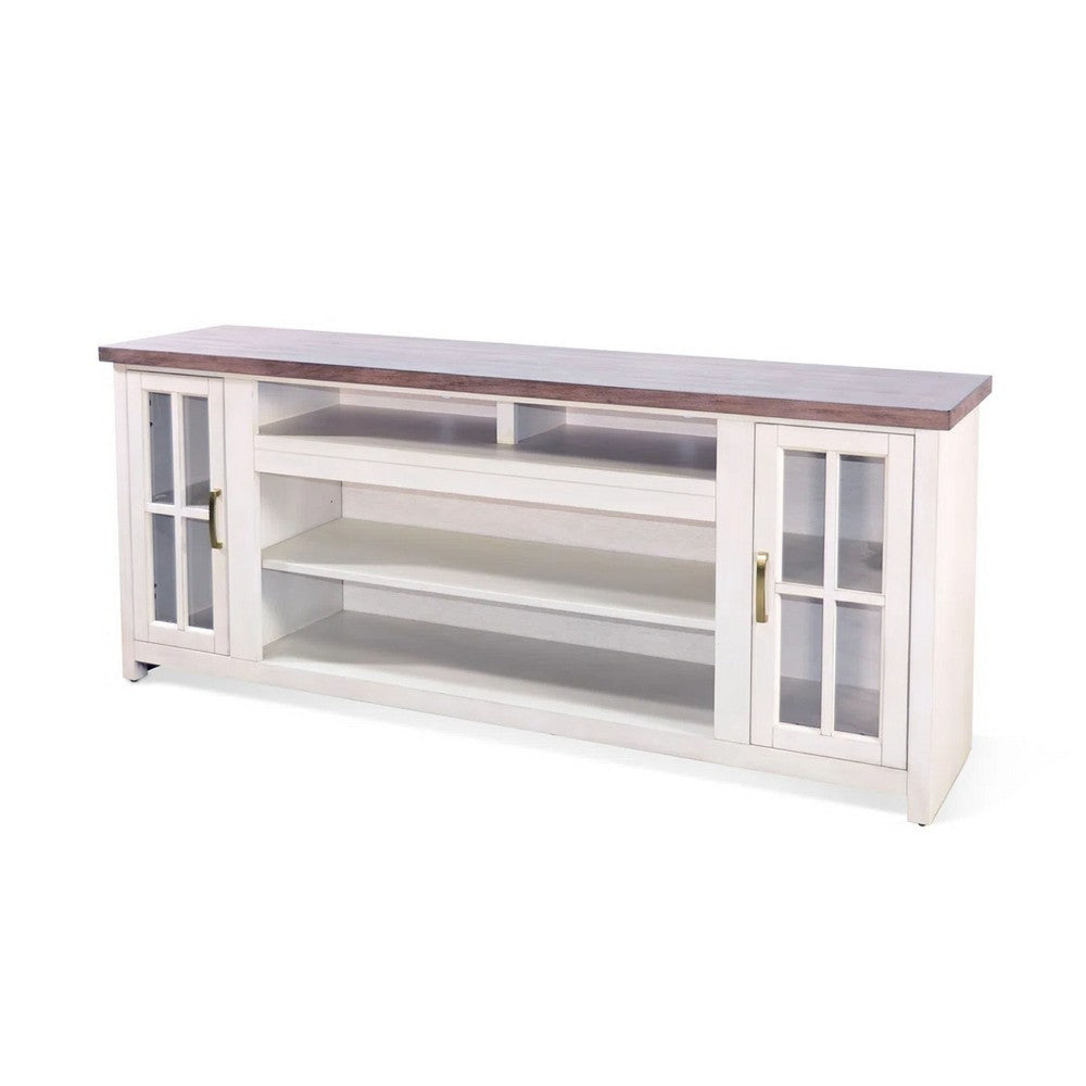 Leyla TV Stand Media Cabinet | 2 Doors & Shelves | White Wood 76’’ BM339843