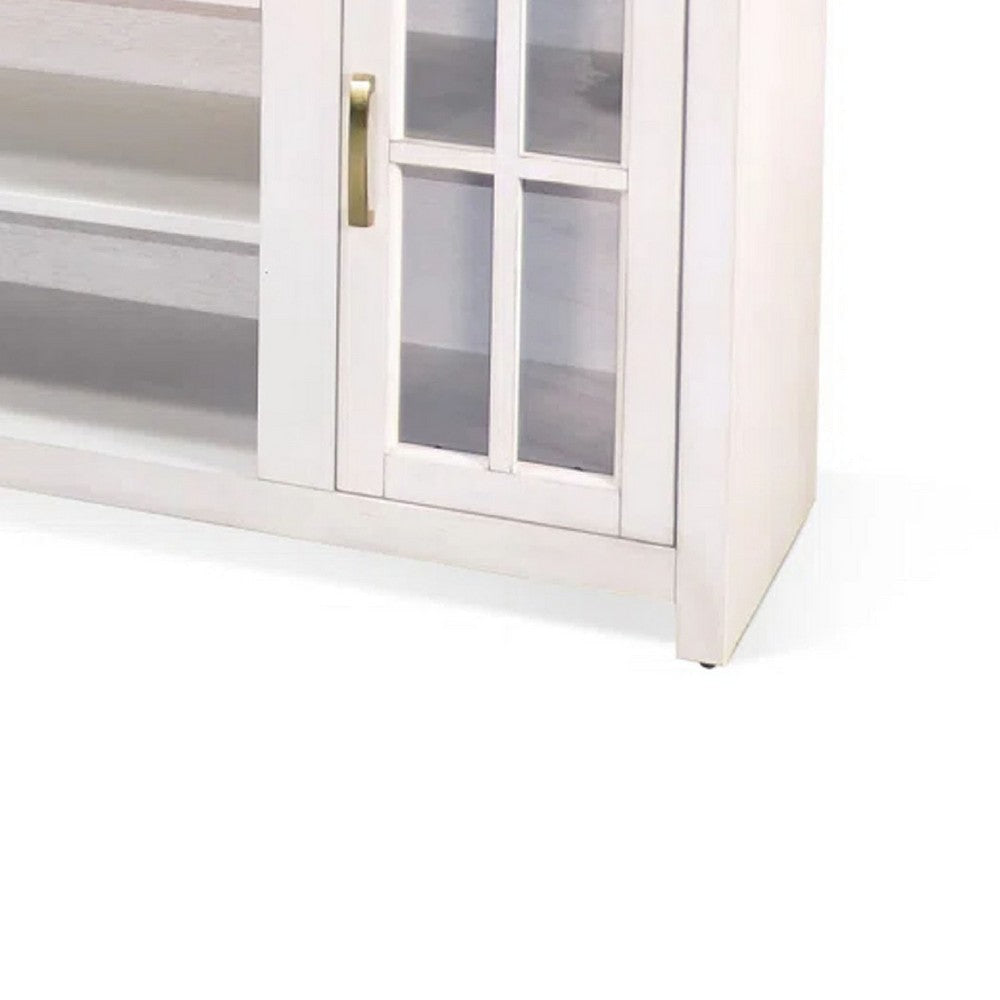 Leyla TV Stand Media Cabinet | 2 Doors & Shelves | White Wood 76’’ BM339843