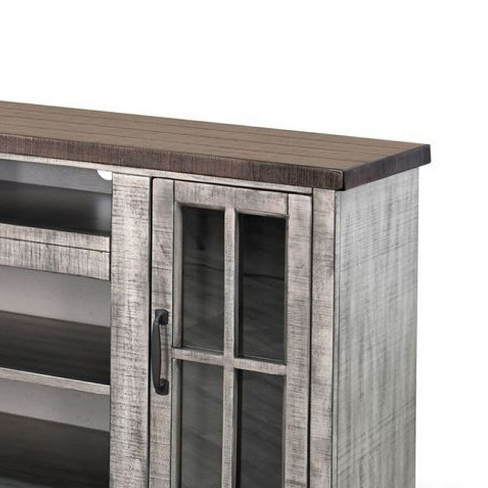 Leyla TV Stand Media Cabinet | 2 Doors | Shelves | Gray-Brown Wood 76’’ BM339844
