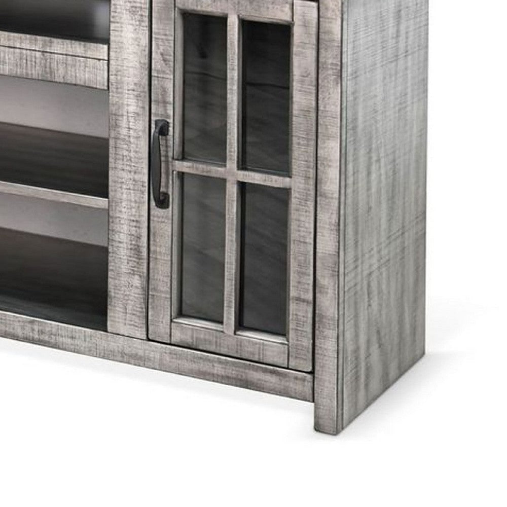 Leyla TV Stand Media Cabinet | 2 Doors | Shelves | Gray-Brown Wood 76’’ BM339844