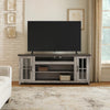 Leyla TV Stand Media Cabinet | 2 Doors | Shelves | Gray-Brown Wood 76"