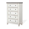 Orso Tall Dresser Chest | 5 Drawers | Panel Detailed White Mahogany Wood BM339846