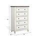 Orso Tall Dresser Chest | 5 Drawers | Panel Detailed White Mahogany Wood BM339846