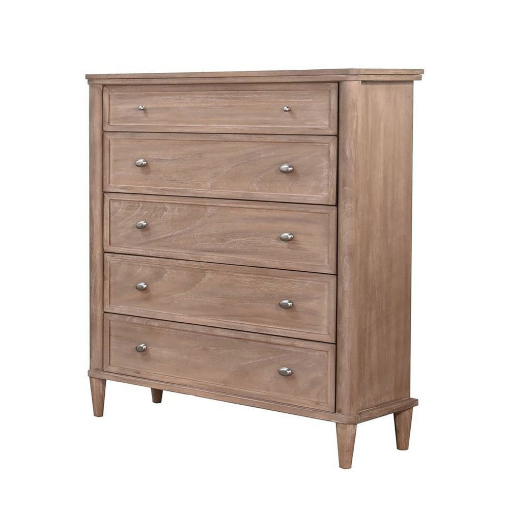 Flora Tall Dresser Chest w 5 Drawers | Tapered Legs | Oak Mindi Wood BM339847