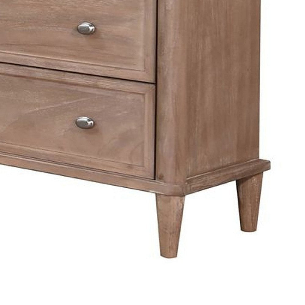 Flora Tall Dresser Chest w 5 Drawers | Tapered Legs | Oak Mindi Wood BM339847
