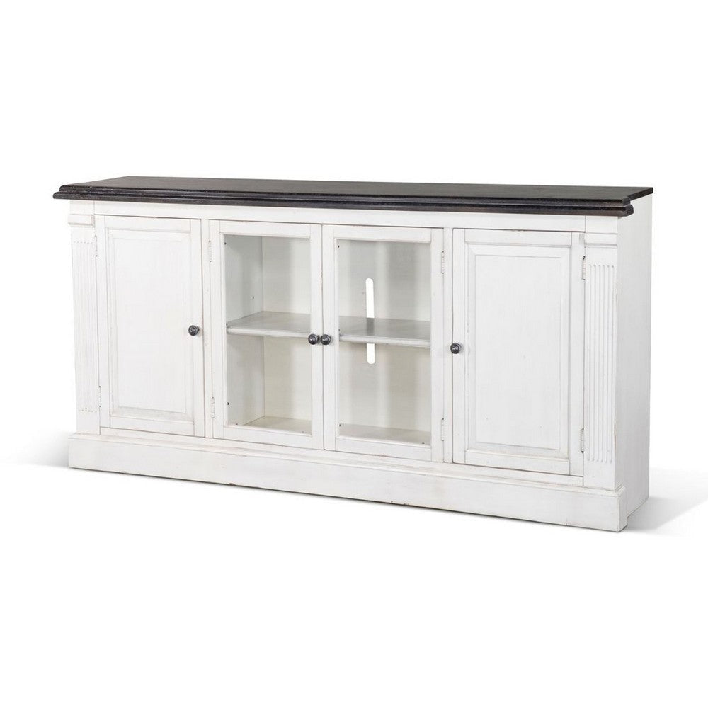 Ivvy TV Stand Media Cabinet | Shelves | White Brown Wood Molding | 81’’ BM339848