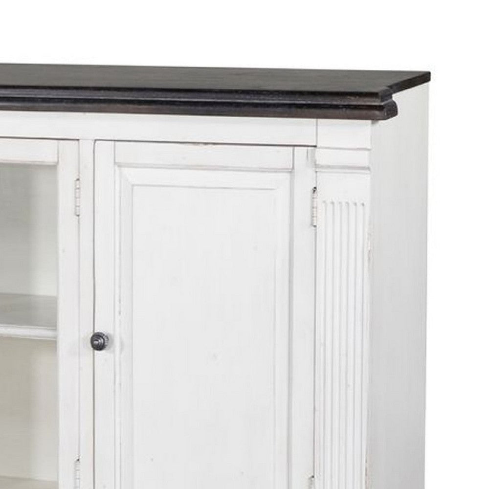 Ivvy TV Stand Media Cabinet | Shelves | White Brown Wood Molding | 81’’ BM339848