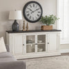 Ivvy TV Stand Media Cabinet | Shelves | White Brown Wood Molding | 81"