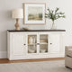 Ivvy TV Stand Media Cabinet | Shelves | White Brown Wood Molding | 81"