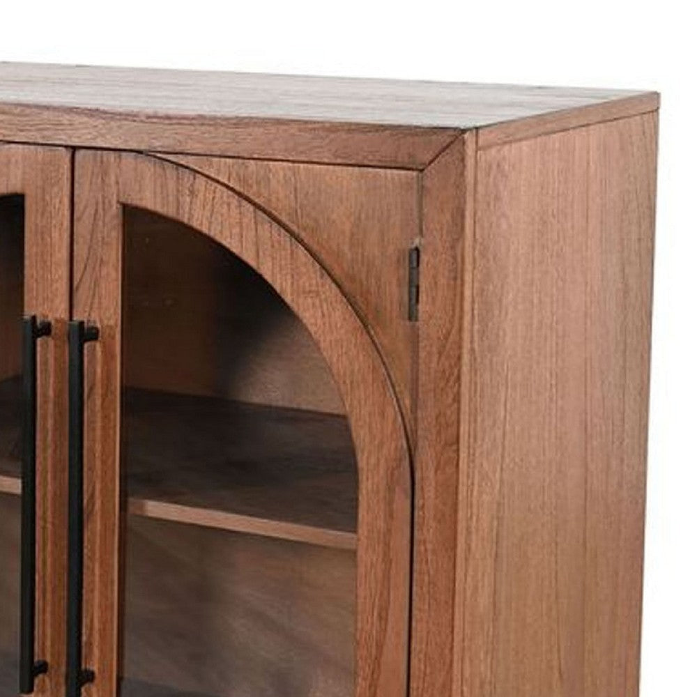 Cally Accent Cabinet | 4 Glass Doors | Black Metal | Brown Mindy Wood BM339849