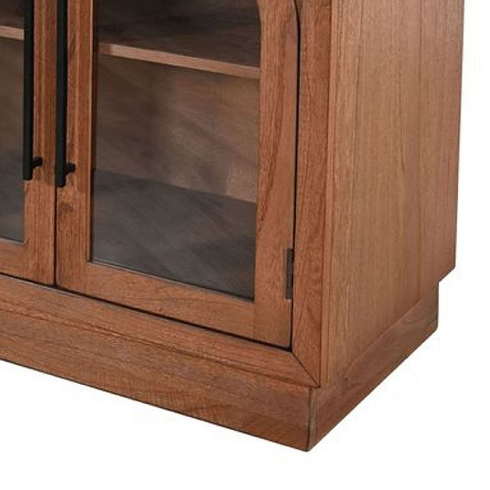 Cally Accent Cabinet | 4 Glass Doors | Black Metal | Brown Mindy Wood BM339849