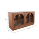 Cally Accent Cabinet | 4 Glass Doors | Black Metal | Brown Mindy Wood BM339849