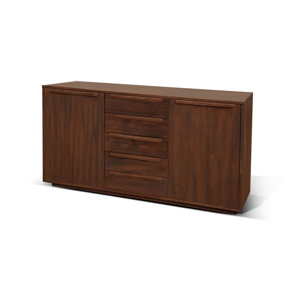 Nancy Sideboard Server w 3 Drawers & 2 Cabinets | Brown Mahogany Wood BM339850