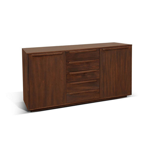 Nancy Sideboard Server w 3 Drawers & 2 Cabinets | Brown Mahogany Wood