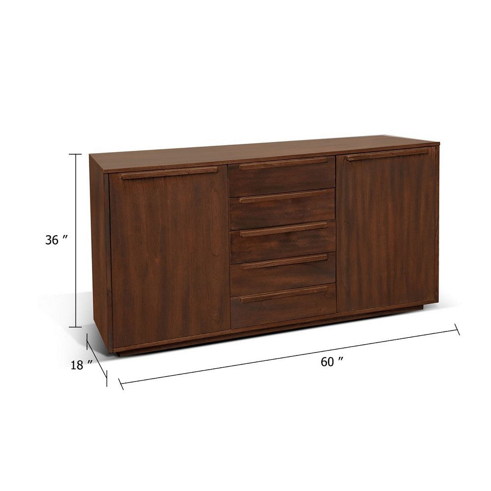 Nancy Sideboard Server w 3 Drawers & 2 Cabinets | Brown Mahogany Wood BM339850