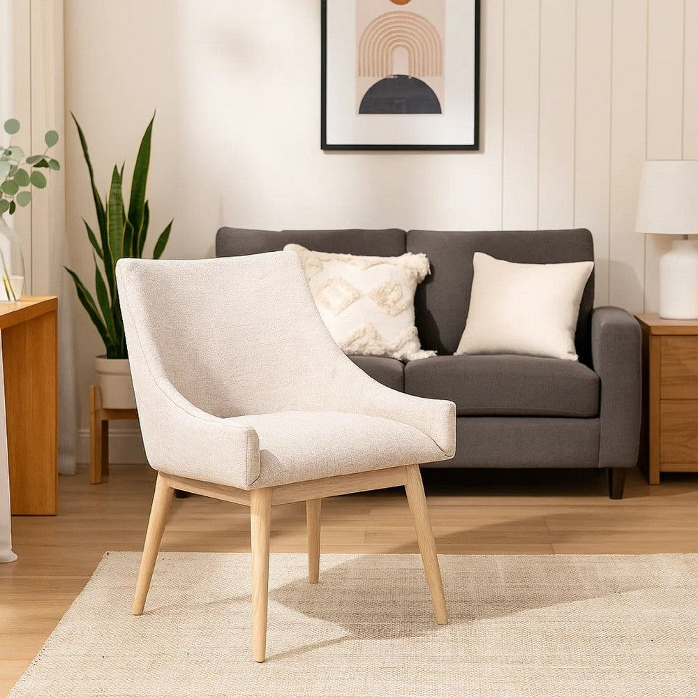 Livvy Low Back Dining Chair Set of 2 | Light Gray | Wheat Brown Wood