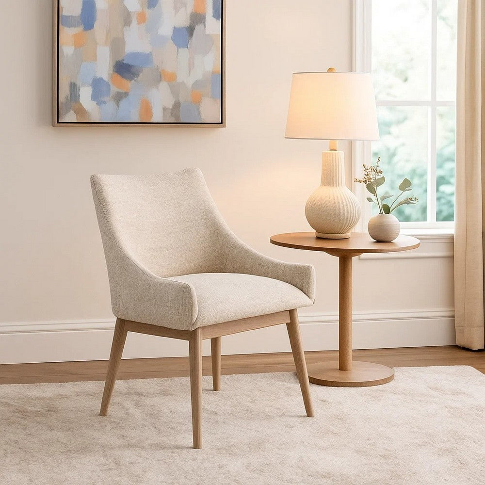 Livvy Low Back Dining Chair Set of 2 | Light Gray | Wheat Brown Wood