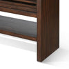 Vani Sofa Table | Sliding Door | 54’’ Brown Wood Slatted Design BM339856