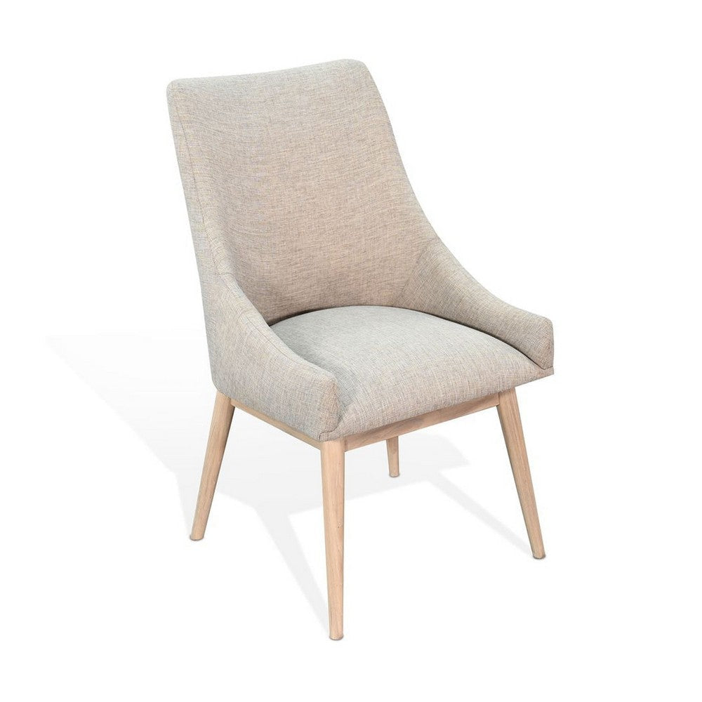 Livvy High Back Dining Chair Set of 2 | Light Gray Fabric | Wheat Brown Wood