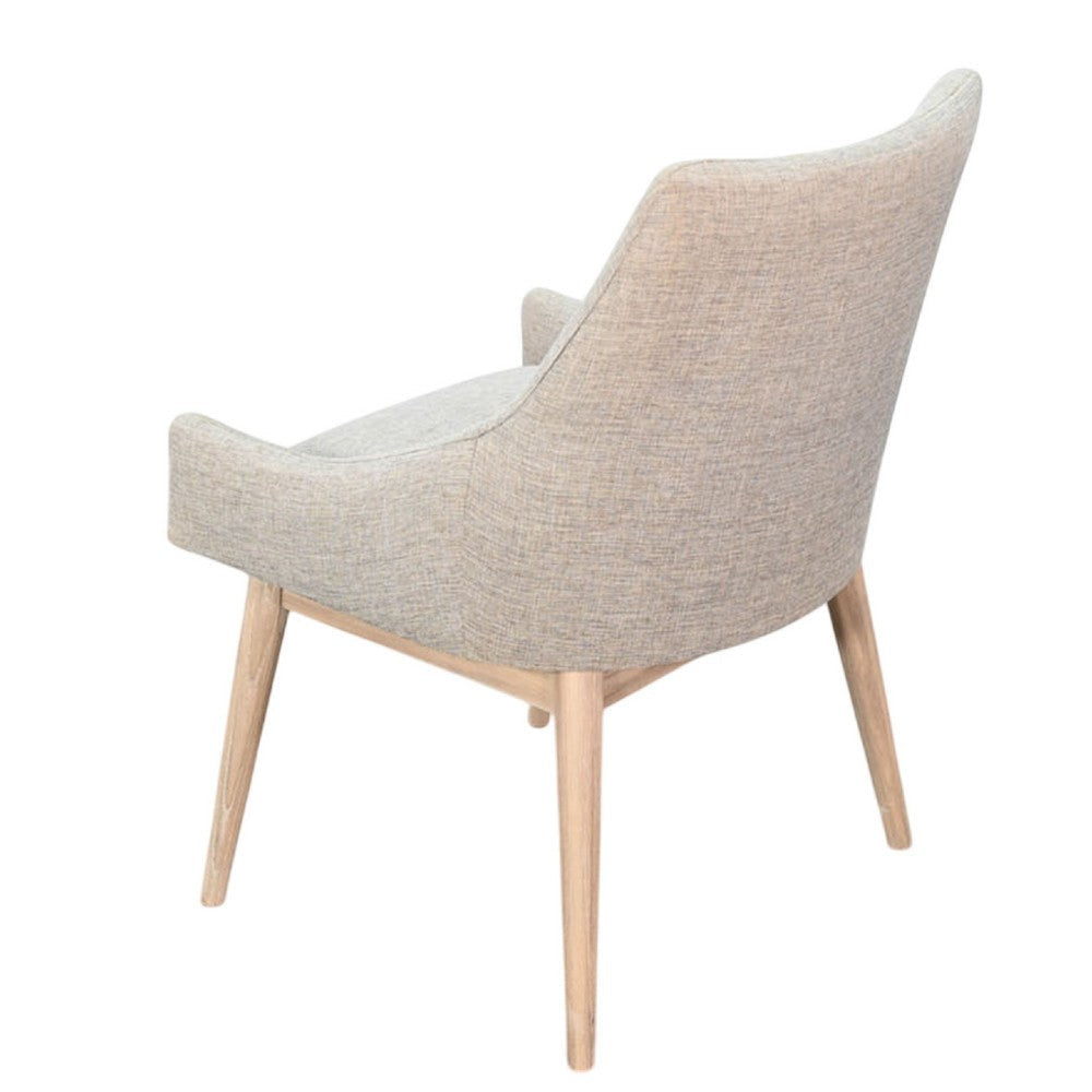 Livvy High Back Dining Chair Set of 2 | Light Gray Fabric | Wheat Brown Wood BM339857