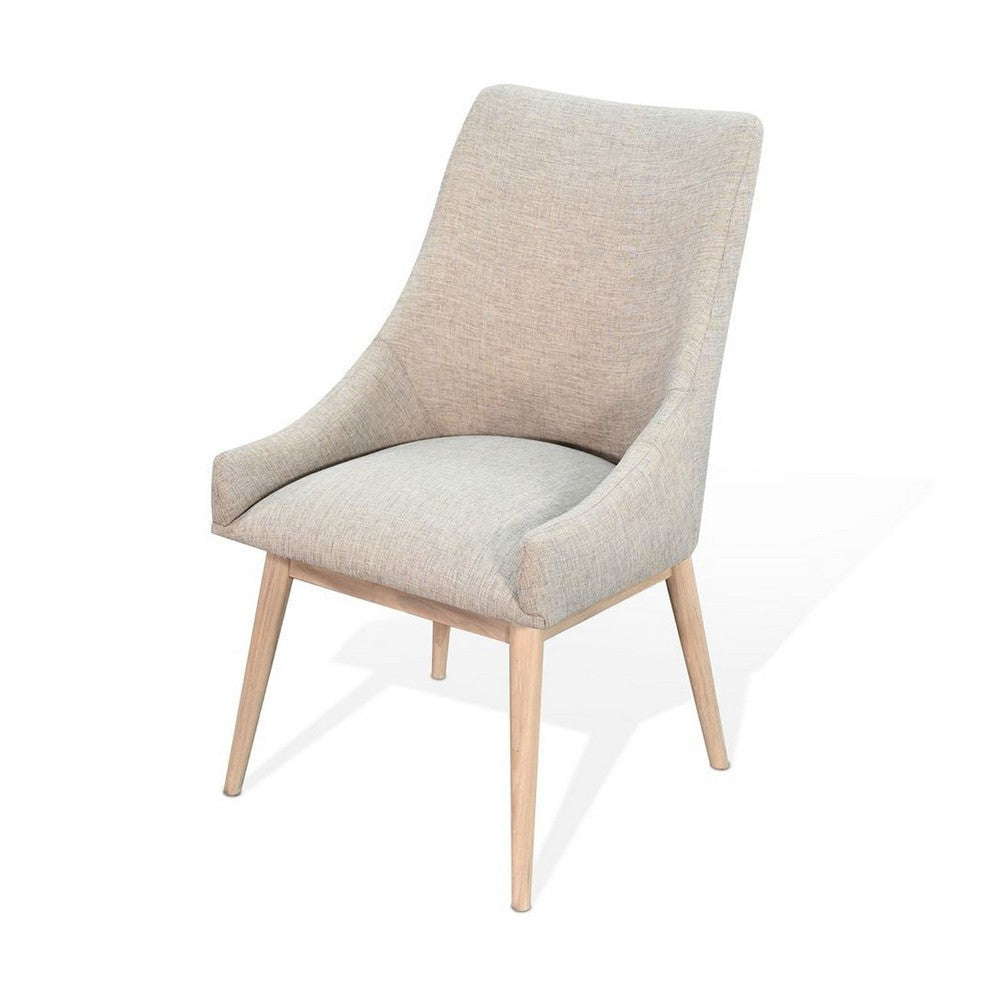 Livvy High Back Dining Chair Set of 2 | Light Gray Fabric | Wheat Brown Wood BM339857