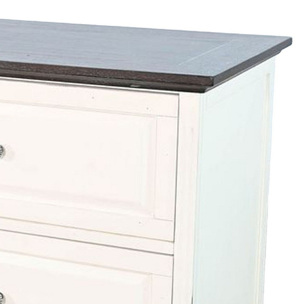 Orso File Cabinet | 2 Drawers | White Brown Solid Mahogany Wood BM339858