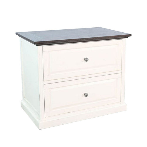 Orso File Cabinet | 2 Drawers | White Brown Solid Mahogany Wood