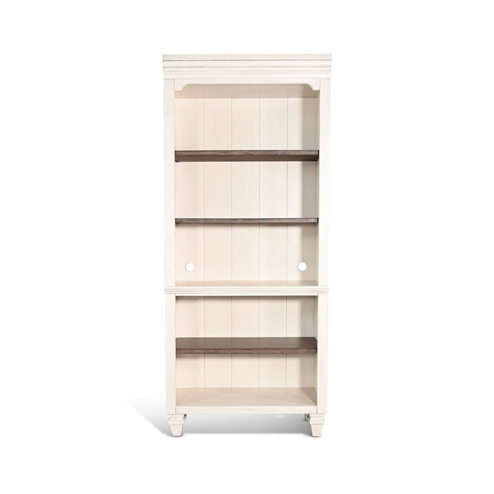 Barnie Bookcase | 5 Open Shelves | Brown White Mahogany Wood