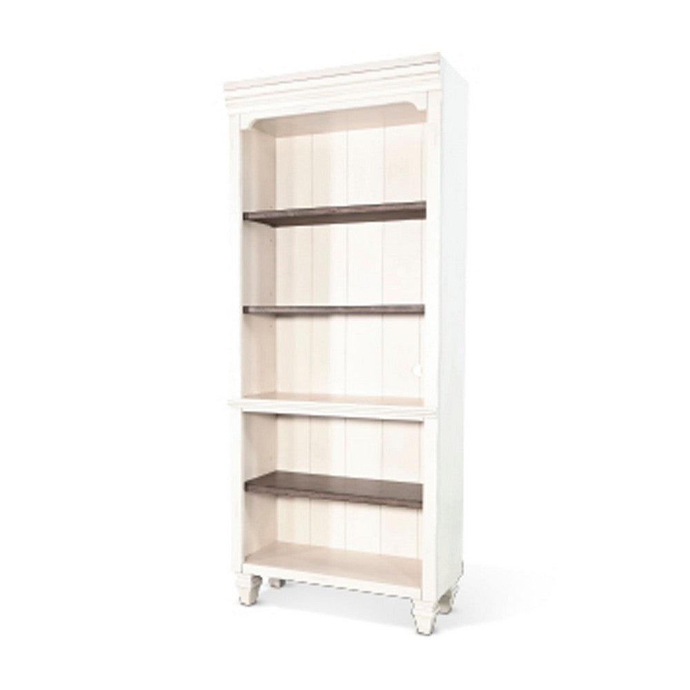 Barnie Bookcase | 5 Open Shelves | Brown White Mahogany Wood