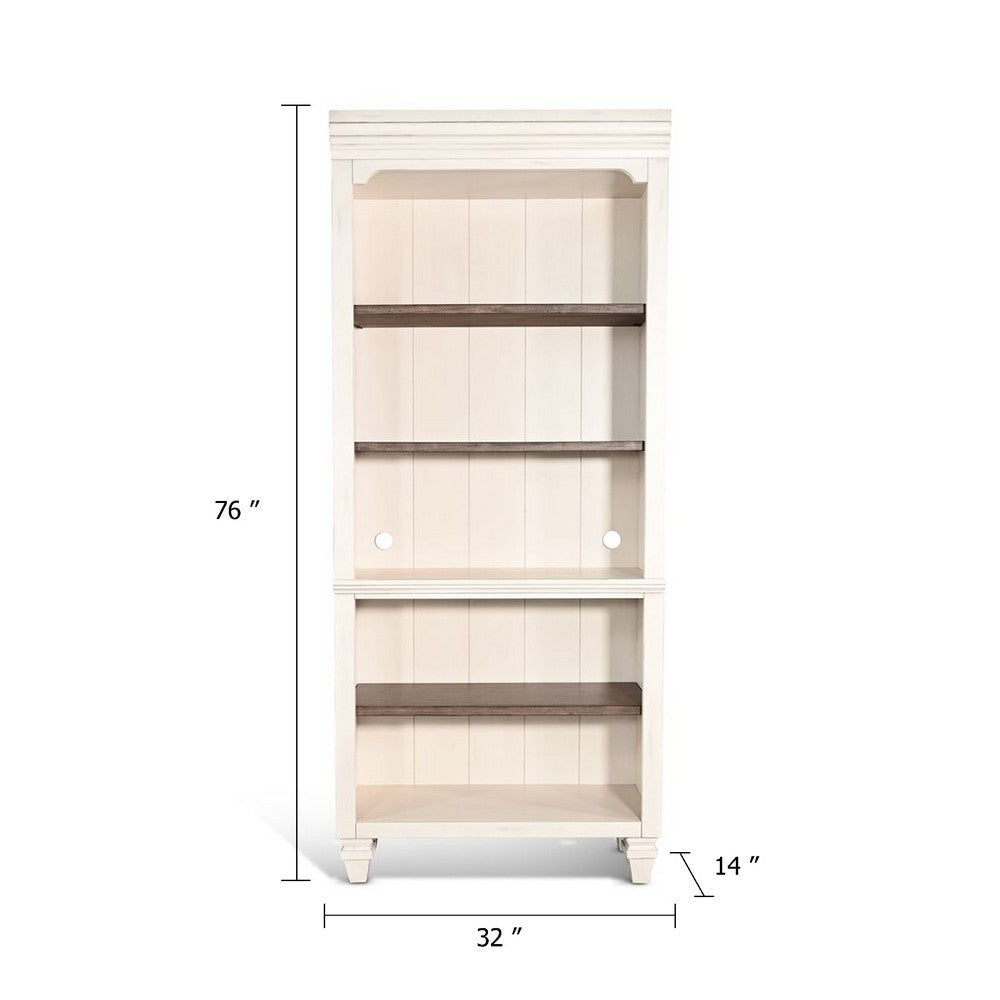 Barnie Bookcase | 5 Open Shelves | Brown White Mahogany Wood