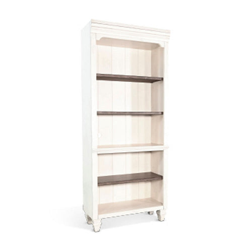 Barnie Bookcase | 5 Open Shelves | Brown White Mahogany Wood