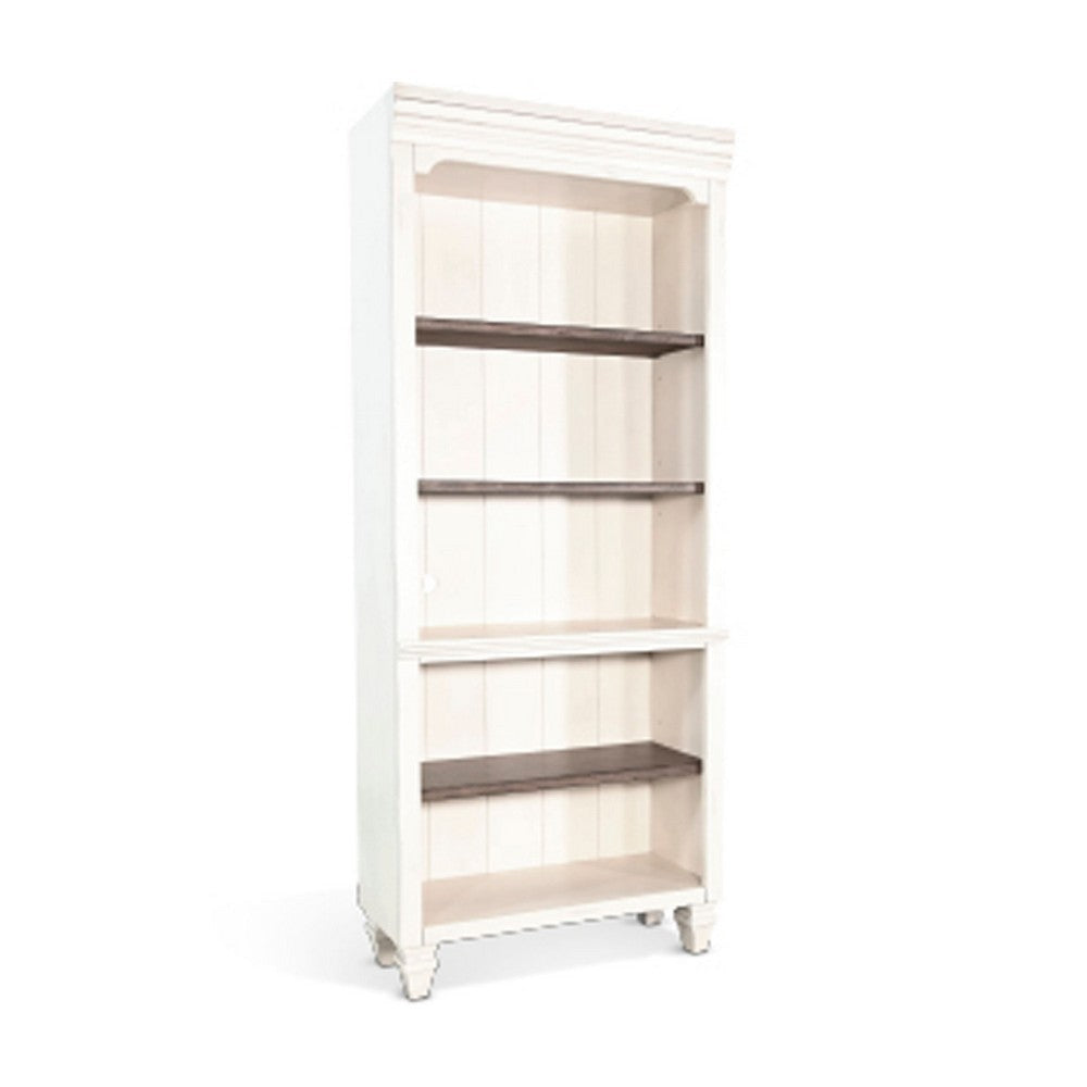 Barnie Bookcase | 5 Open Shelves | Brown White Mahogany Wood