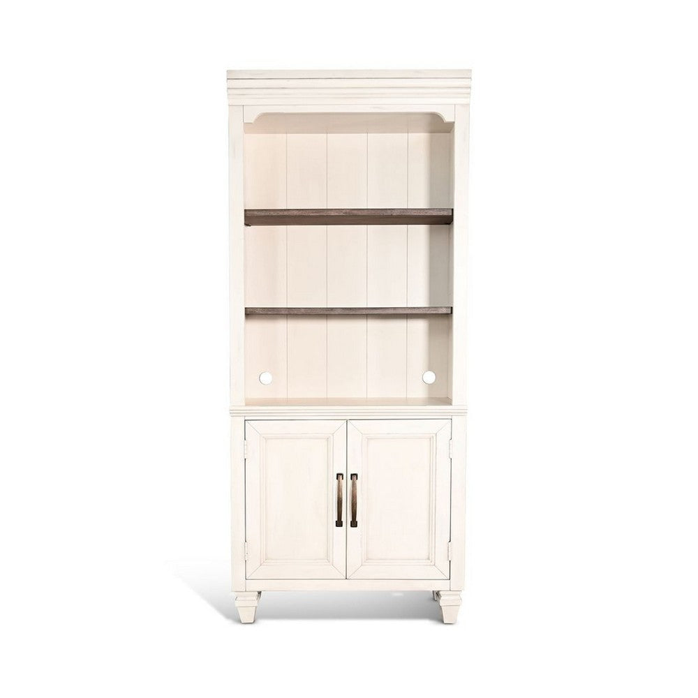 Barnie Bookcase Cabinet | 3 Open Shelves | Brown White Mahogany Wood