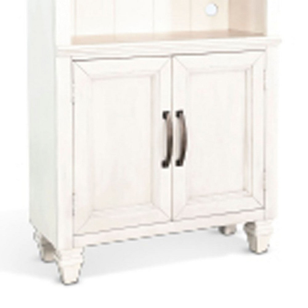 Barnie Bookcase Cabinet | 3 Open Shelves | Brown White Mahogany Wood