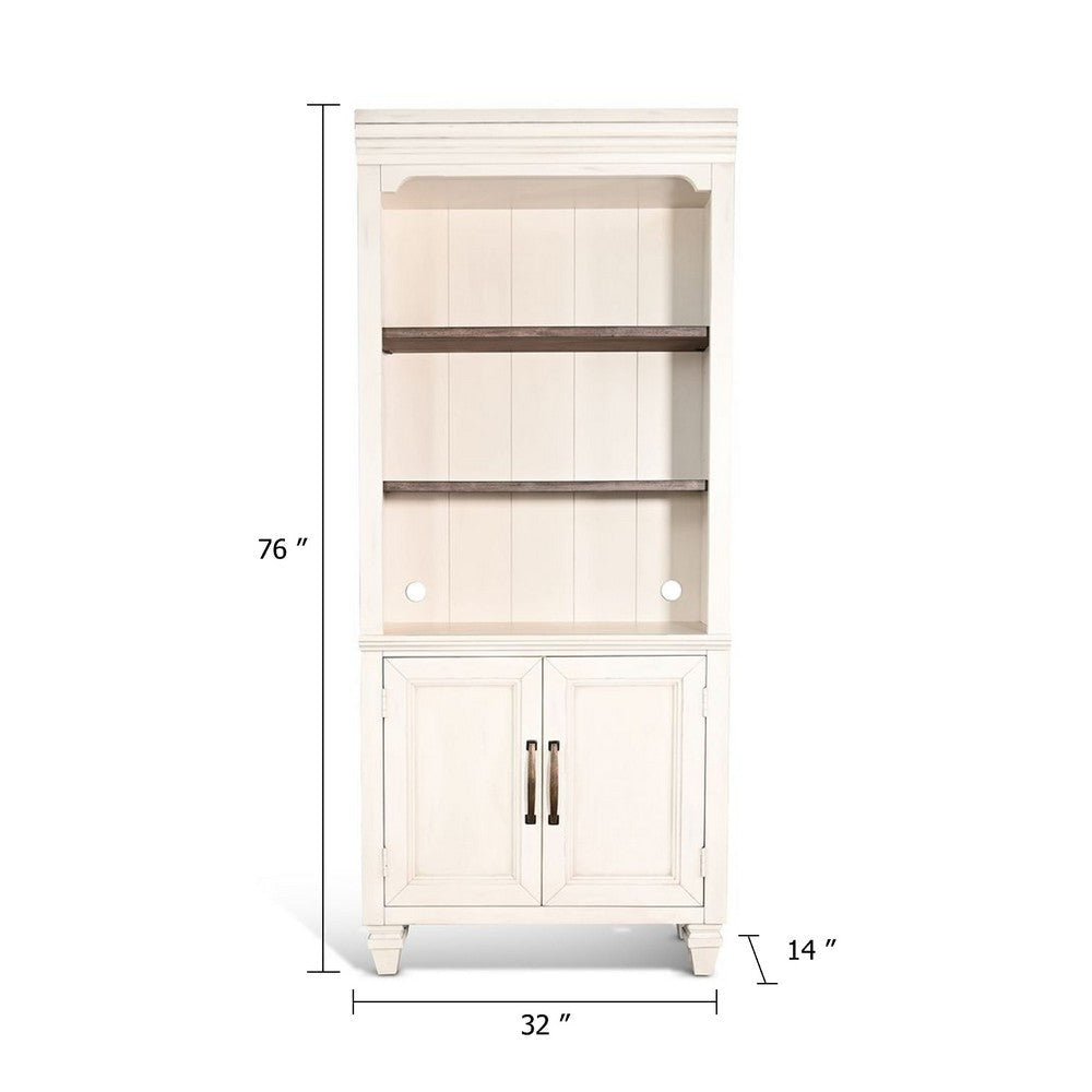 Barnie Bookcase Cabinet | 3 Open Shelves | Brown White Mahogany Wood