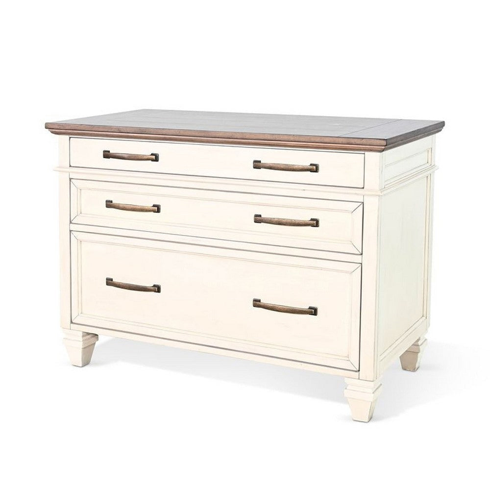 Casey File Cabinet | 3 Drawers | White Brown Mahogany Mindy Wood BM339863