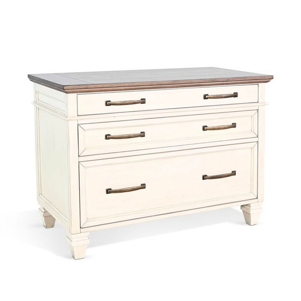 Casey File Cabinet | 3 Drawers | White Brown Mahogany Mindy Wood