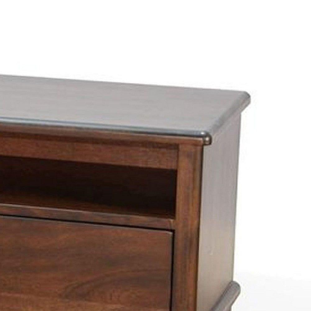 West TV Stand Media Cabinet | Open Shelves | Brown Mahogany Wood | 64’’ BM339864