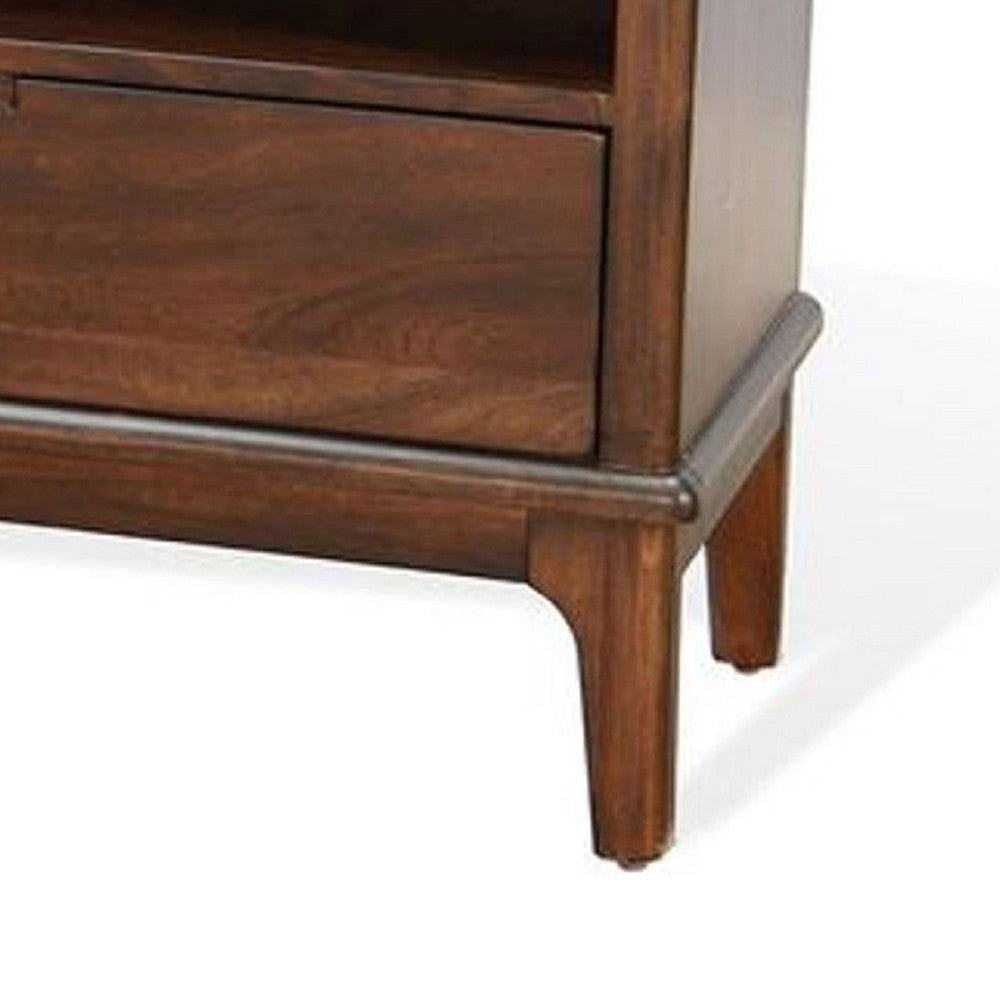 West TV Stand Media Cabinet | Open Shelves | Brown Mahogany Wood | 64’’ BM339864