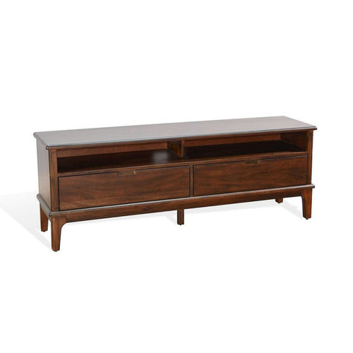 West TV Stand Media Cabinet | Open Shelves | Brown Mahogany Wood | 64"