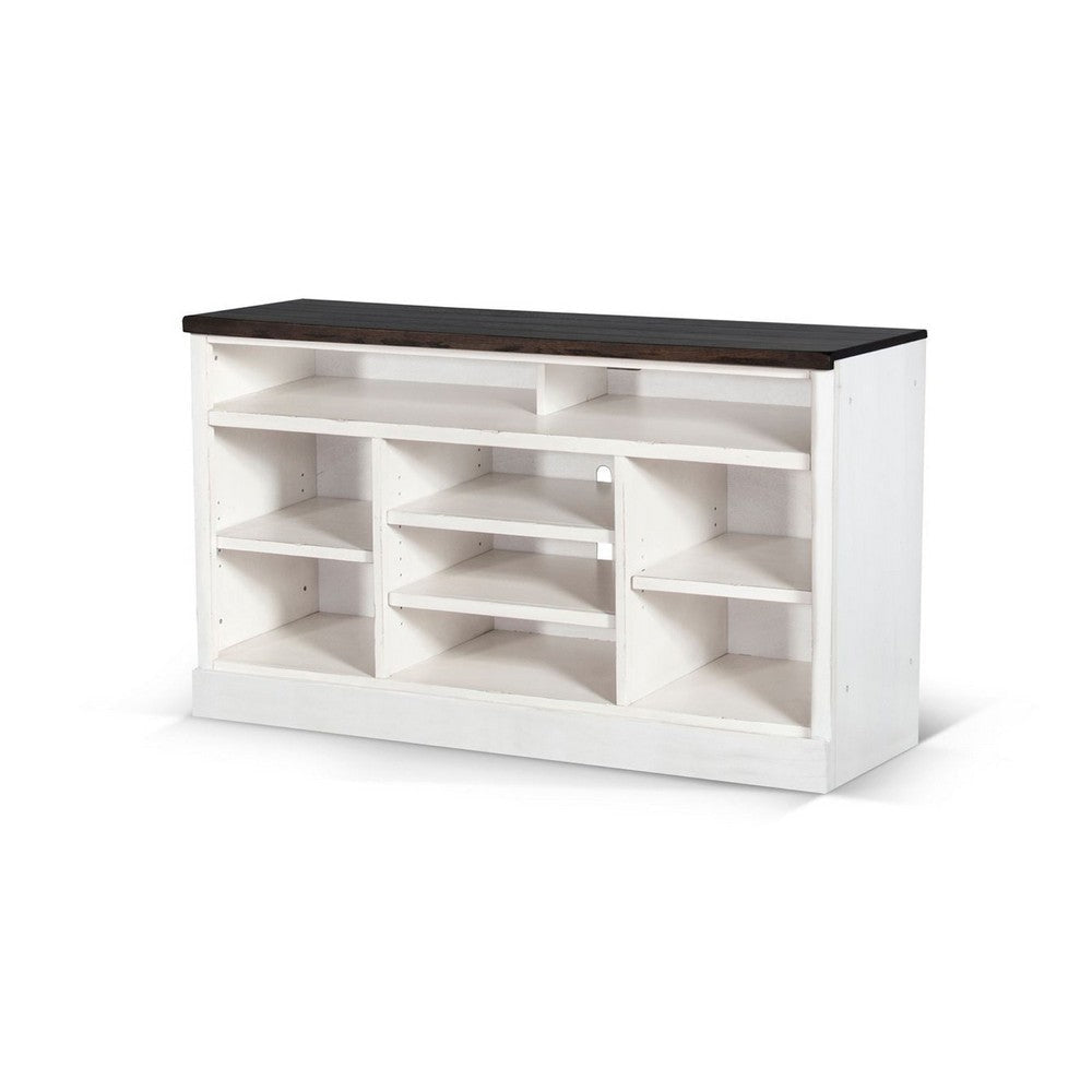 Creta TV Stand Media Cabinet | Open Shelves | White Brown Wood | 55’’ BM339867