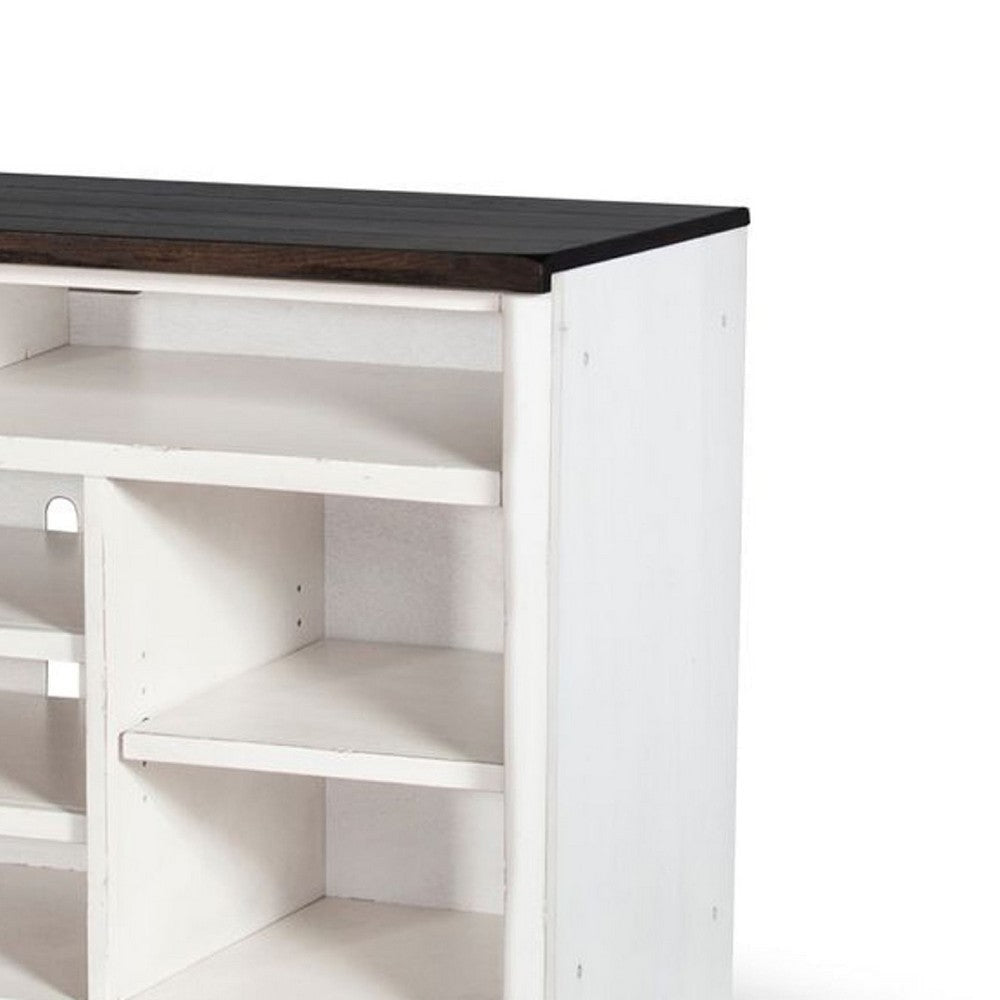 Creta TV Stand Media Cabinet | Open Shelves | White Brown Wood | 55’’ BM339867