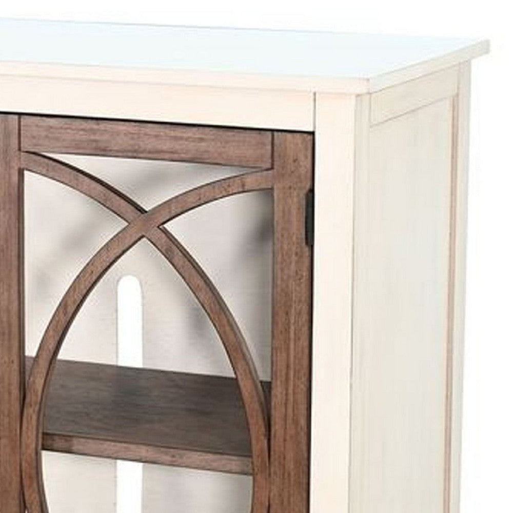 Ketty Accent Cabinet | Glass Doors | White Brown Mahogany Mindy Wood BM339868